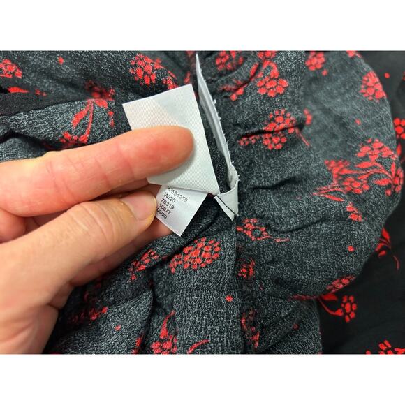 Ann Taylor LOFT Black Red Floral Goth Printed Women's A-Line Viscose Dress Sz XS - Picture 6 of 7